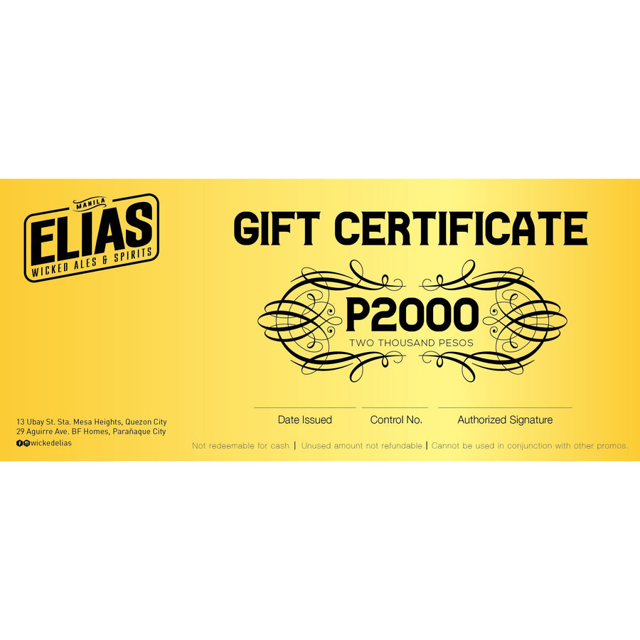 _P2000 Gift Check - Elias Wicked Ales & Spirits