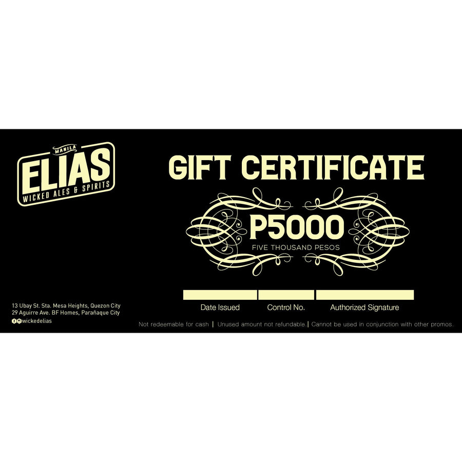_P5000 Gift Check - Elias Wicked Ales & Spirits